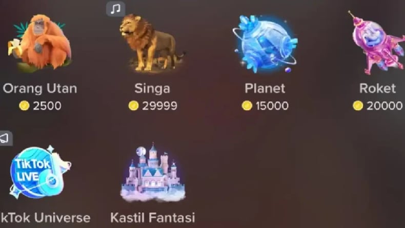 Harga Gift Singa TikTok